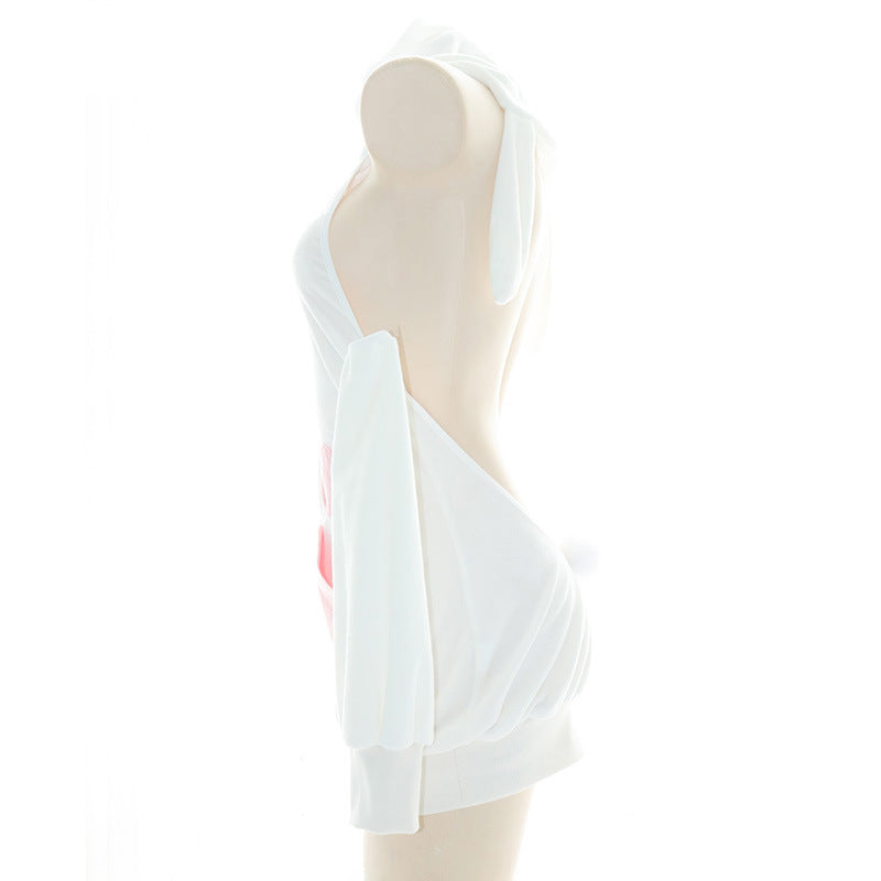 Anime Catgirl Hoodie with Plush Paws and Open Back