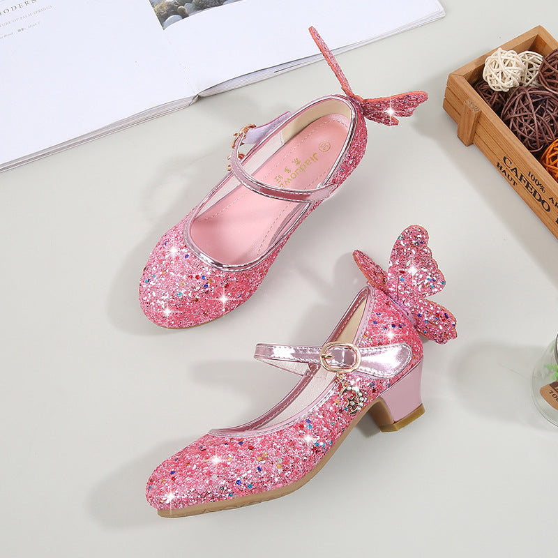 Princess Butterfly High Heel Dance Shoes for Girls