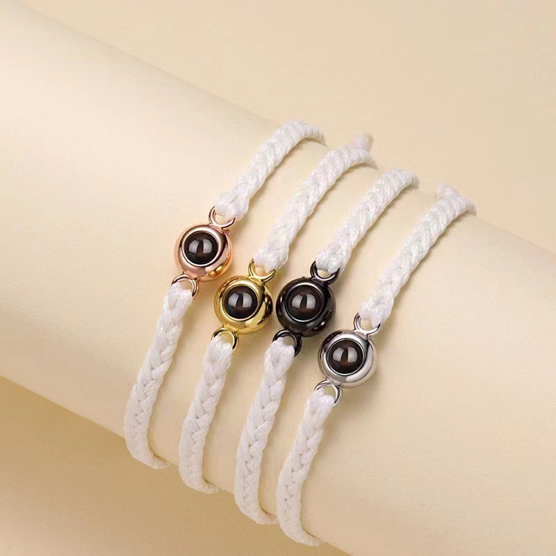 Custom Titanium Steel Beaded Projection Bracelet (100 Languages)