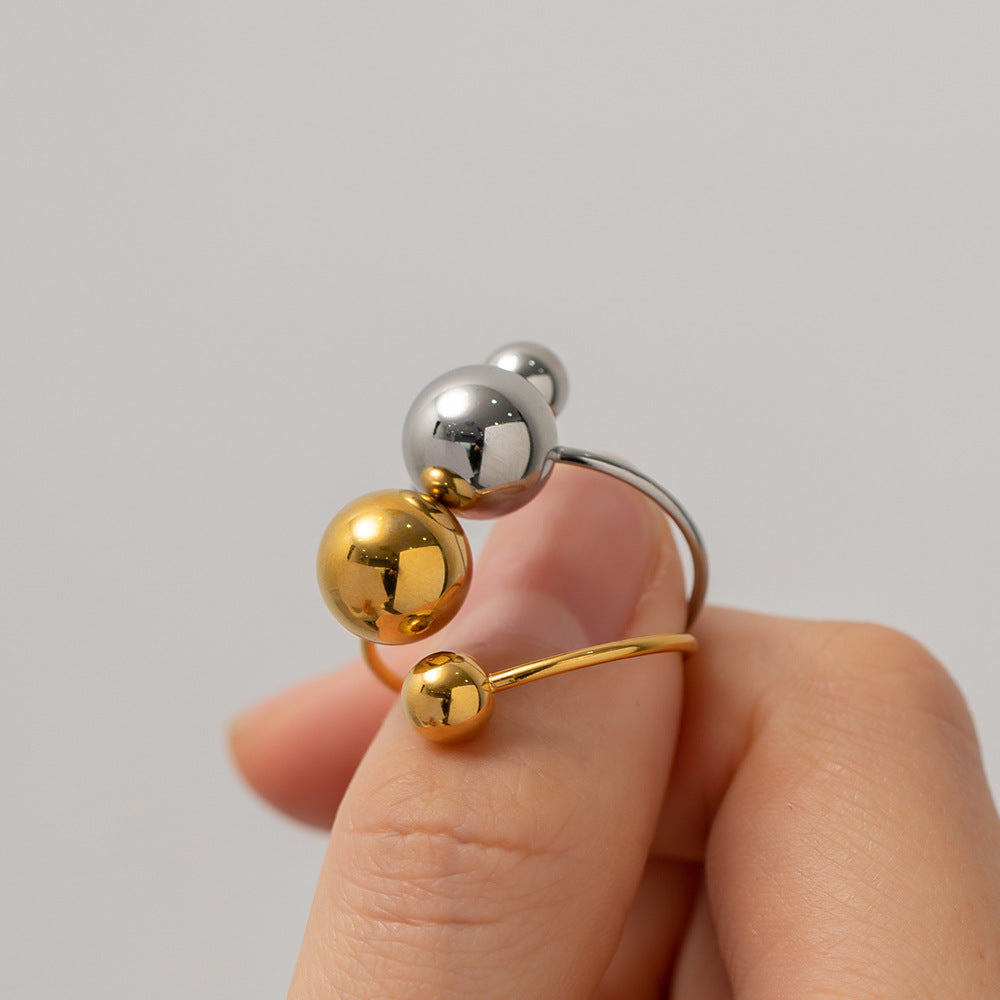 Luxury Gold and Steel Irregular Adjustable Ring