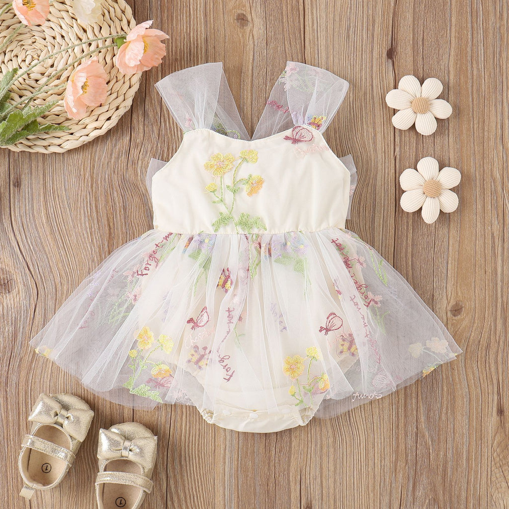 2023 Spring/Summer Girls' Embroidered Lace Romper