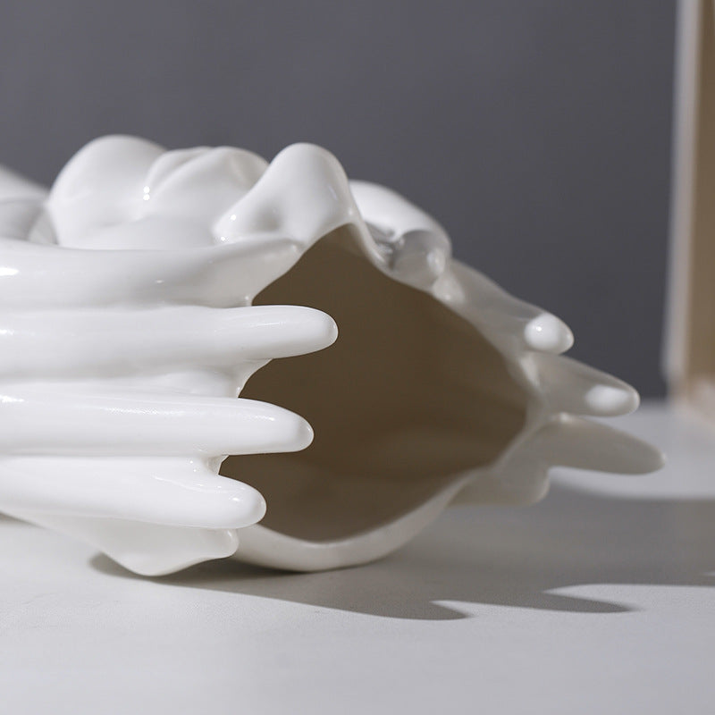 Nordic Creative White Ceramic Body Art Vase Decor