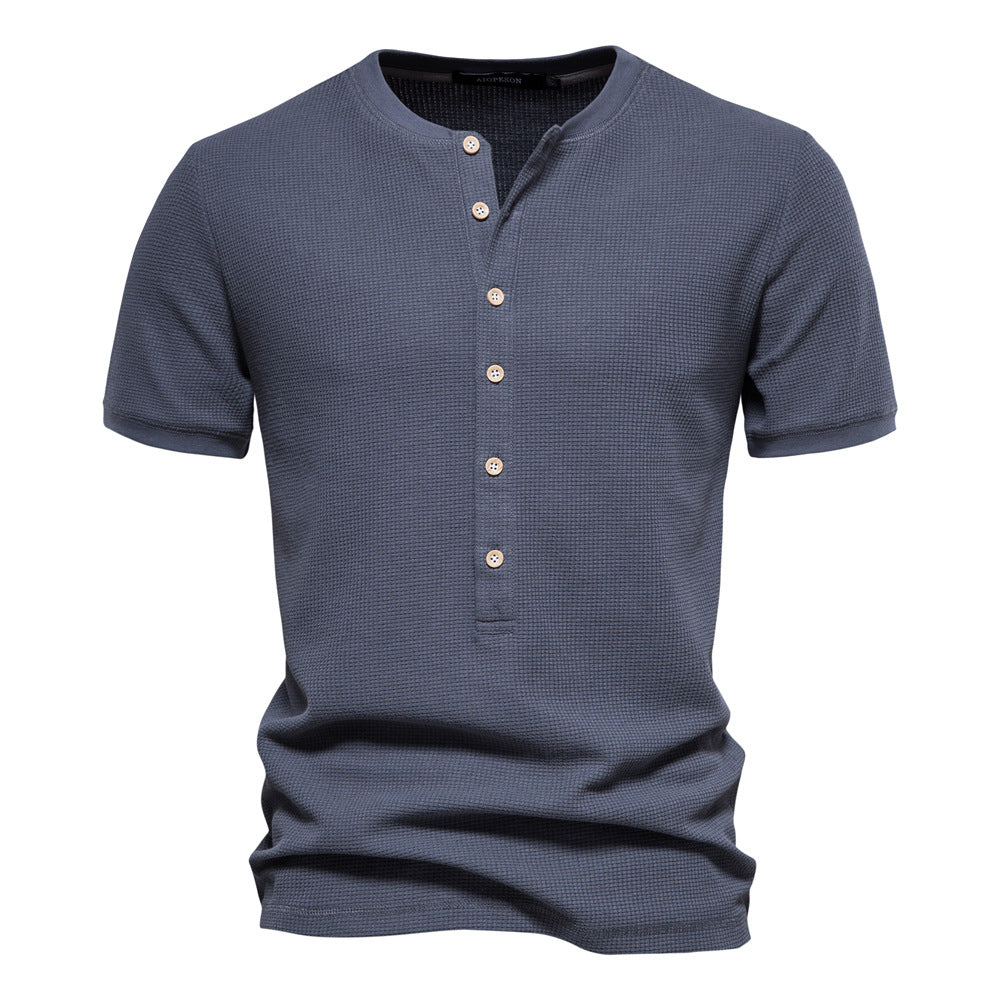 Men's Casual Short Sleeve Knit T-Shirt in Solid Color