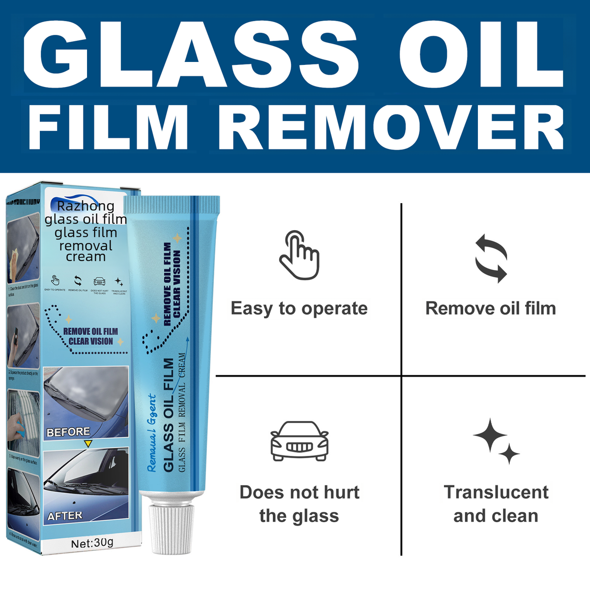 Rayhong Glass Oil Film Remover for Car Windows