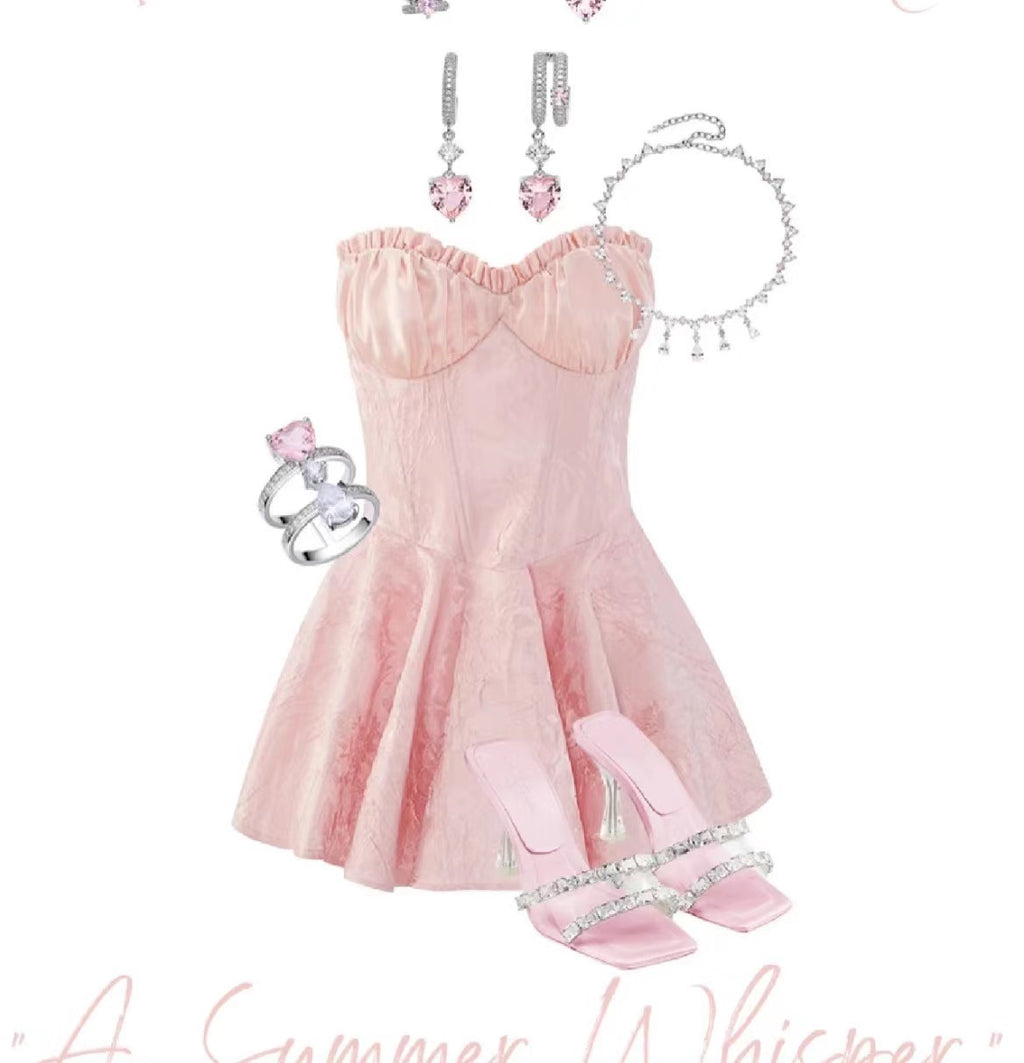 YIMENG23 High-End Strapless Short Dress with Design