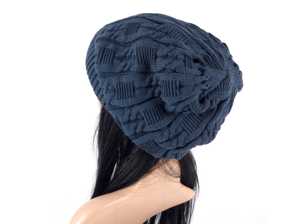 Knitted Beanie, Slouchy Hat, Double-Layer Yarn Cap