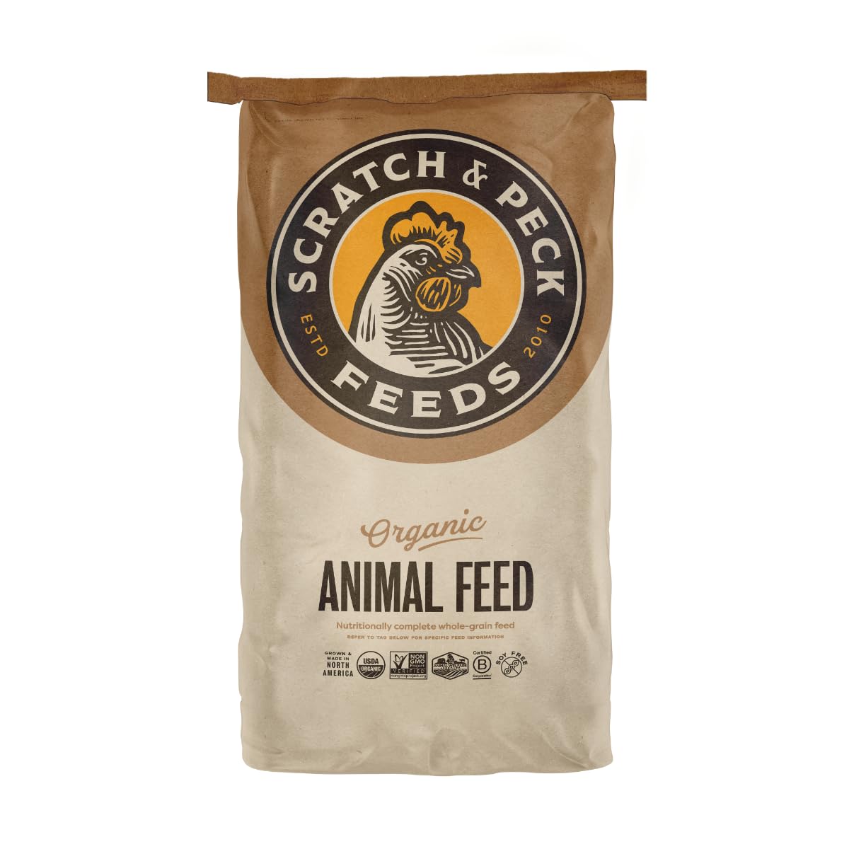 Scratch and Peck 3 Grain Scratch Chicken and Duck Supplemental Grain - Corn-Free and Soy-Free - 9.8% Protein Certified Organic and Non-GMO Project Verified Chicken Food - 25 lbs Bag