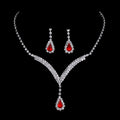 Bridal Jewelry Set with V-Neck Drop Pendant and Earrings
