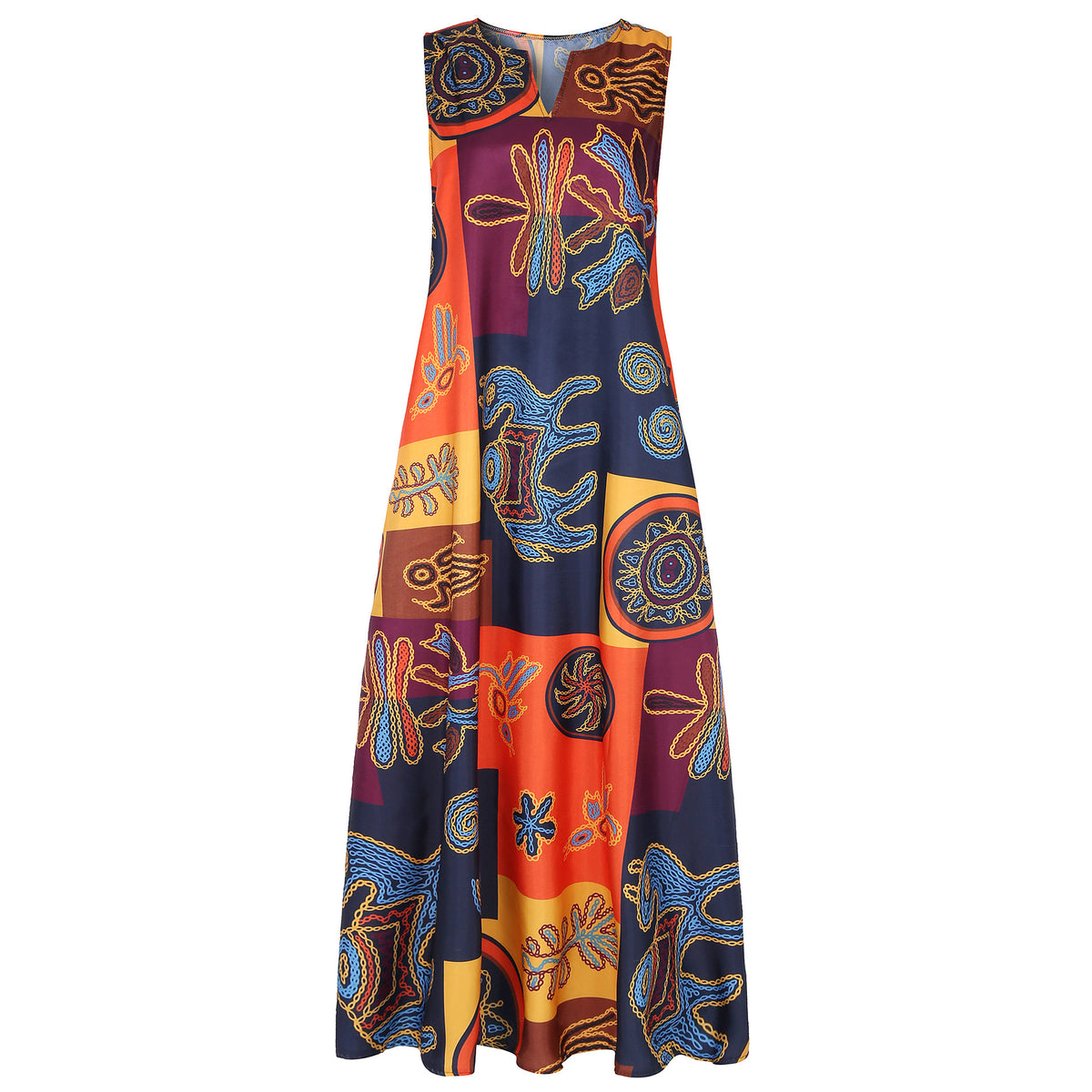 2020 Summer Vintage Floral Sleeveless Dress in Stock