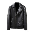 "Winter Slim Fit Men's Leather Jacket with Zipper Pockets"
