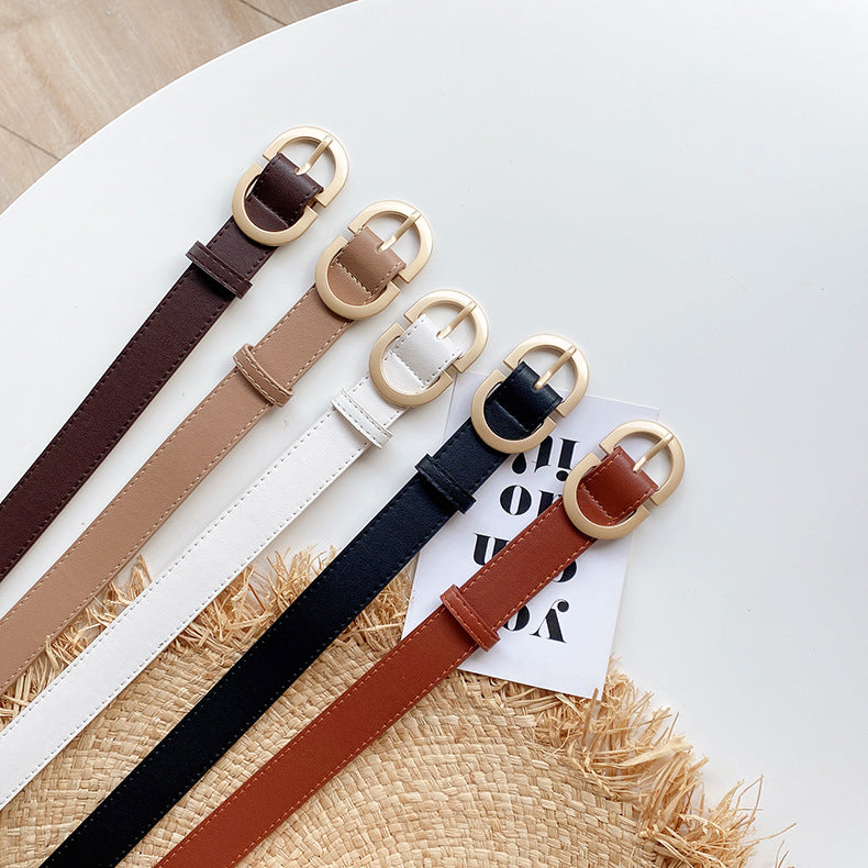 Women's Double D Belt with Alloy Buckle for Casual Wear