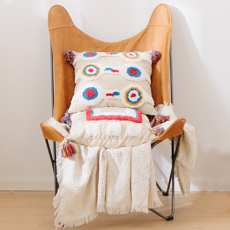 Custom Indian Handcrafted Geometric Tassel Pillow Cover