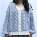 2023 Autumn Winter V-Neck Color Block Knit Sweater