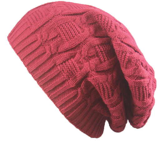 Knitted Beanie, Slouchy Hat, Double-Layer Yarn Cap