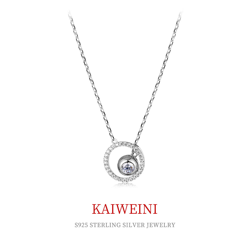 Creative Design Hollow Globe Zircon Silver Necklace