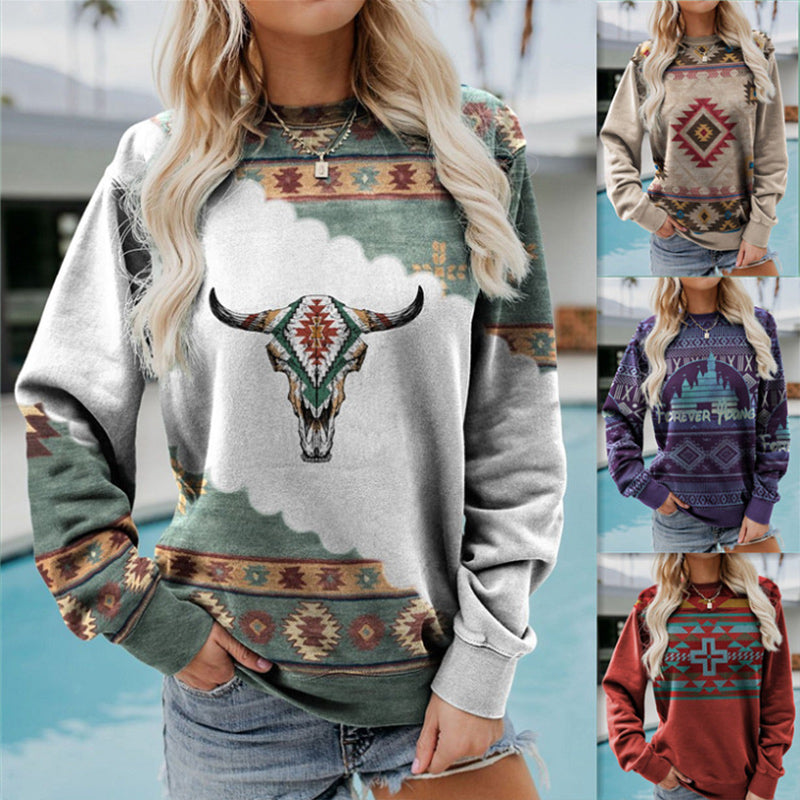 Vintage Western Style Women's Sweatshirt - Casual Pullover
