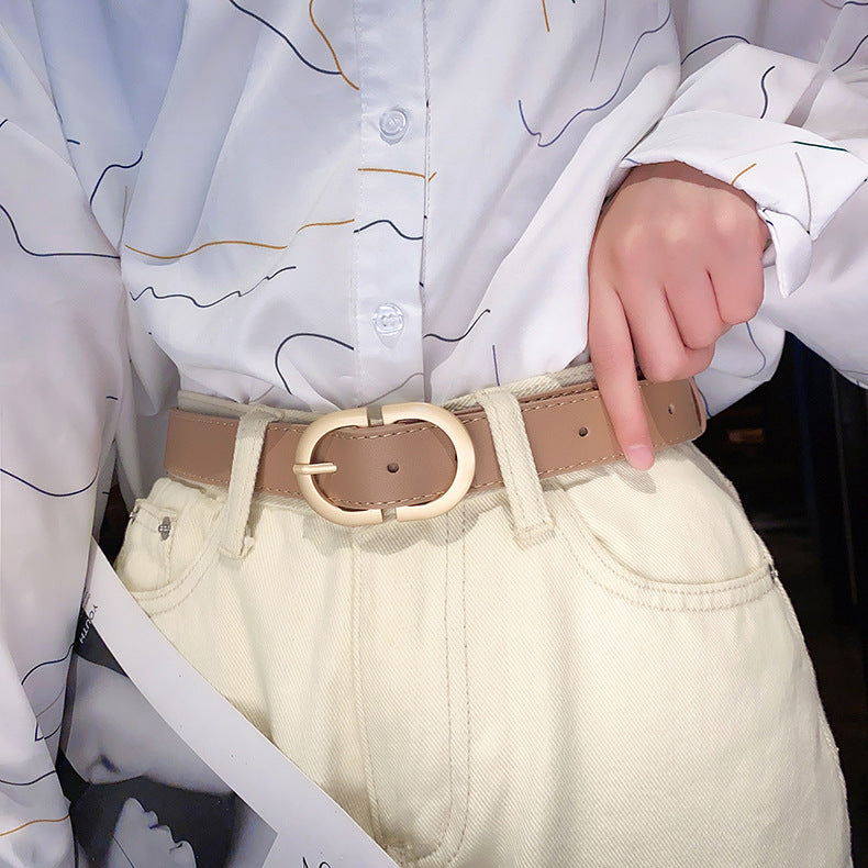 Women's Double D Belt with Alloy Buckle for Casual Wear