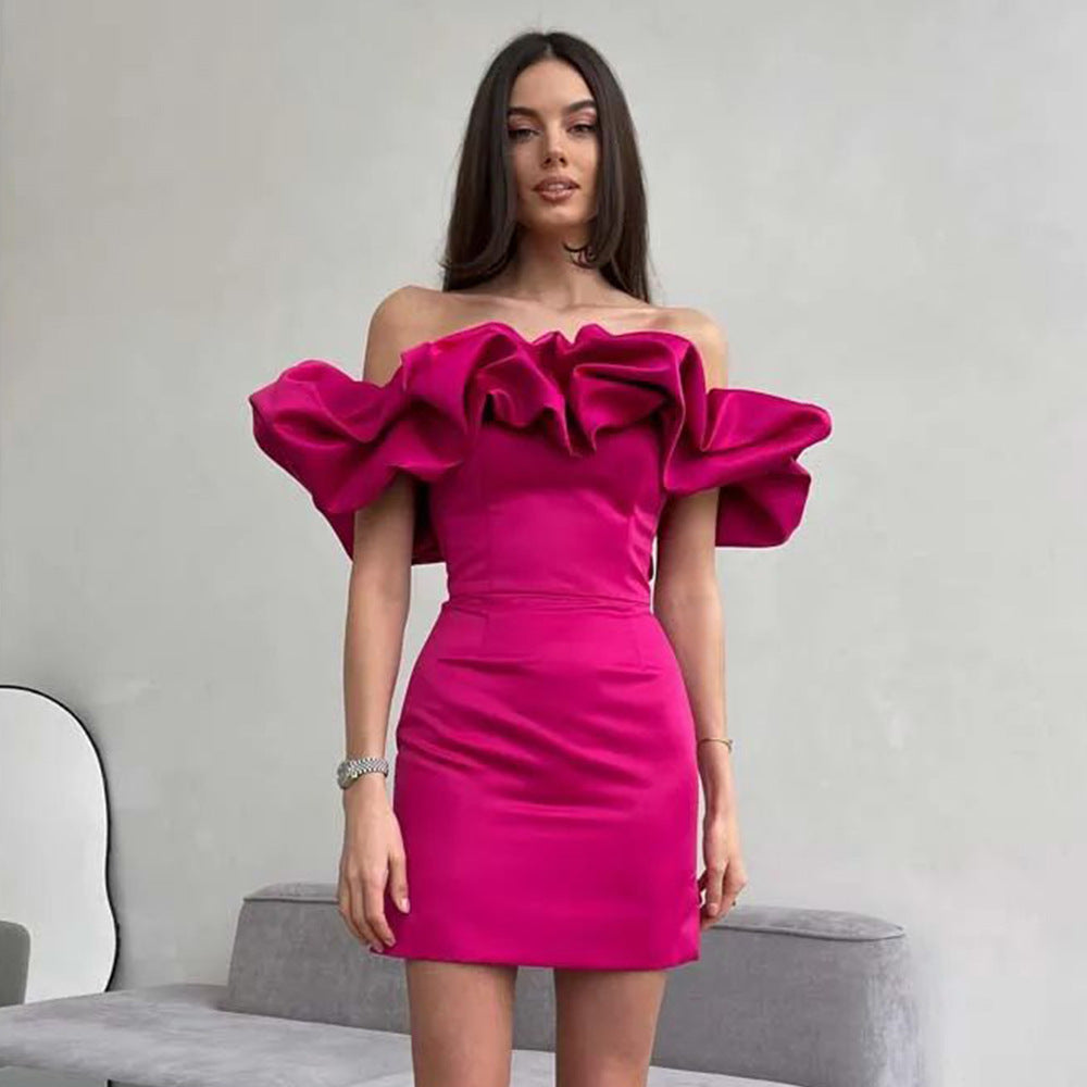 Elegant Off-Shoulder Ruffled Dress for Women
