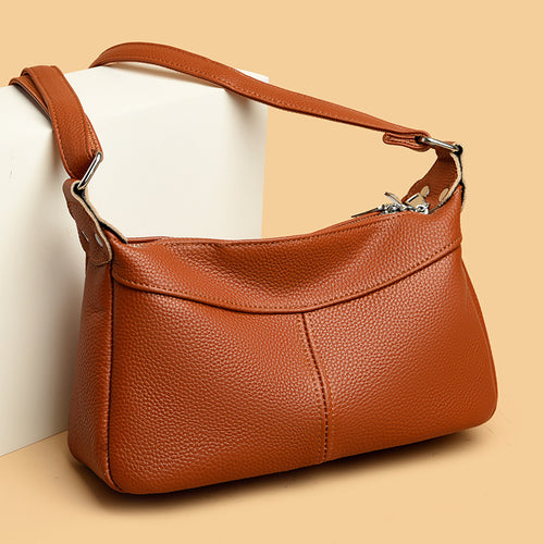 "2024 New Women's Leather Shoulder Bag with Multiple Pockets"