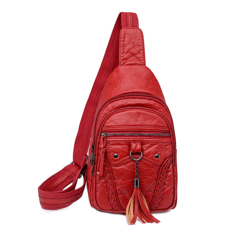 2024 Korean Style Washable Leather Women's Sling Bag