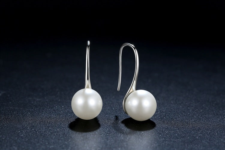 Women's Silver Pearl Earrings with Shell Studs