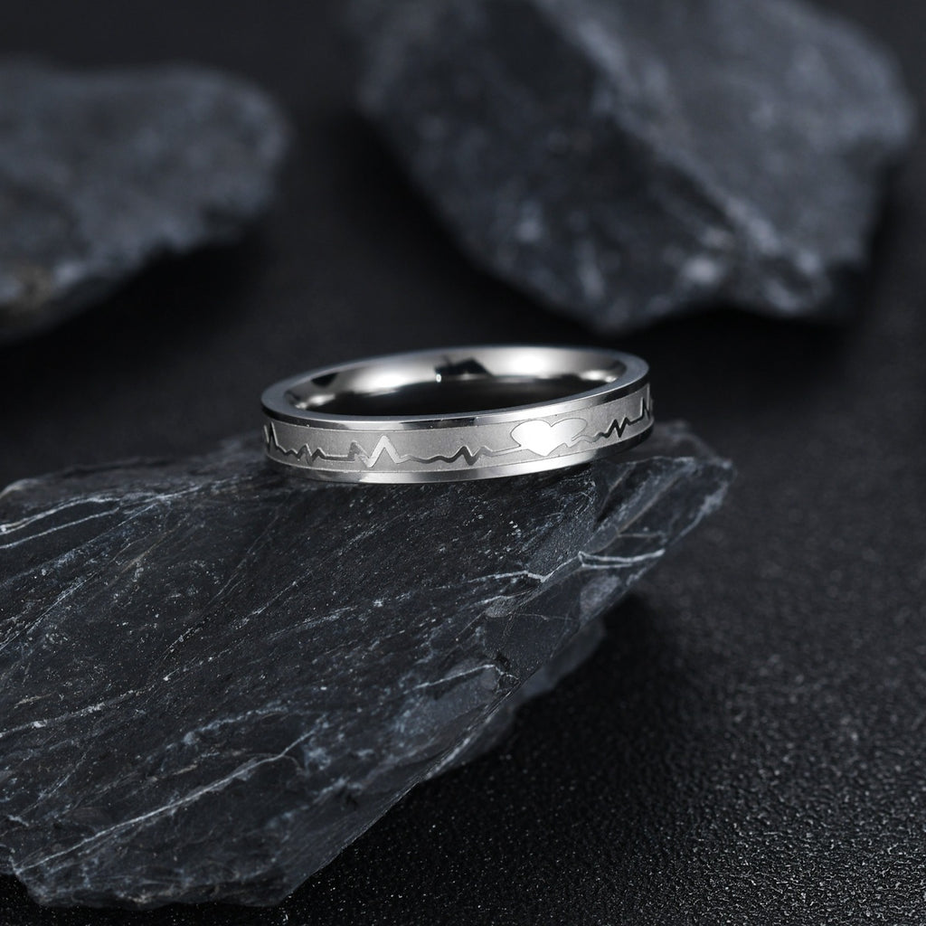 Titanium Steel ECG Ring for Men and Women Fashion
