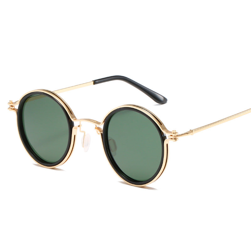 Retro Round Metal Sunglasses for Women (Blue Light Block)