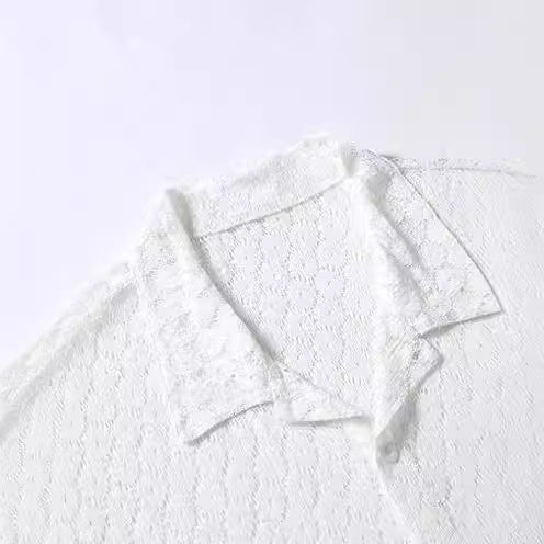 2024 Men's Fashion Lace Short Sleeve Shirt