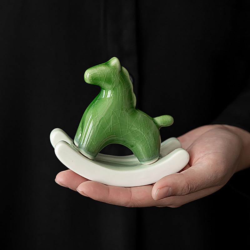 Ceramic Green Horse Tea Pet Decorative Figurine