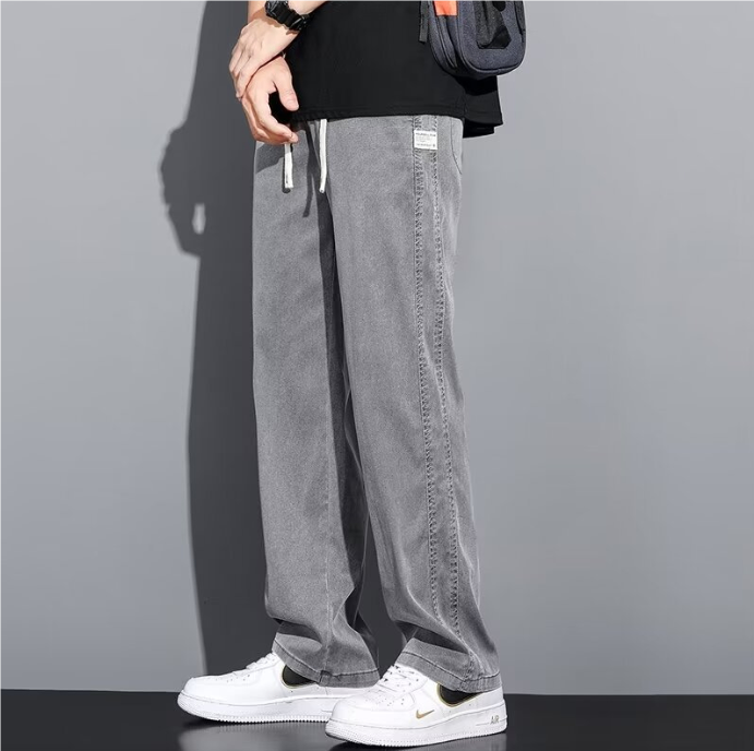 Men's Loose Wide Leg Ice Silk Straight Pants