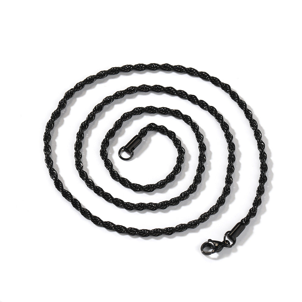 Men's Hip-Hop 3MM Stainless Steel Twisted Chain Necklace