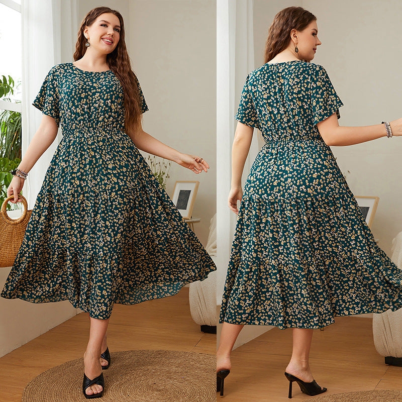 Plus Size Women's Floral Loose Dress - 2022 Trend