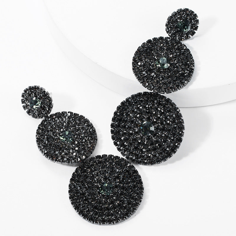 Exaggerated Multi-Layer Round Rhinestone Earrings