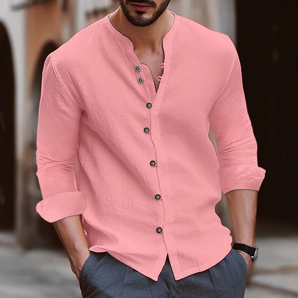 2024 Men's Vintage Solid Cotton-Linen Casual Shirt