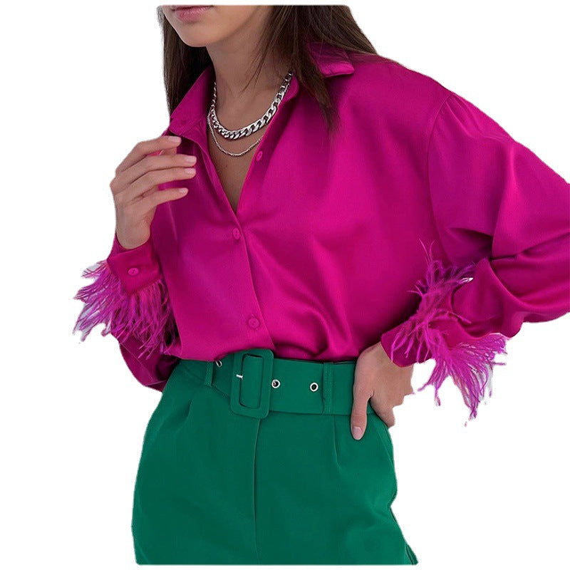 2022 Women's Fashion Summer Casual Feather Shirt