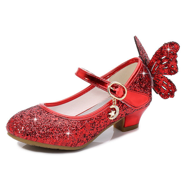 Princess Butterfly High Heel Dance Shoes for Girls