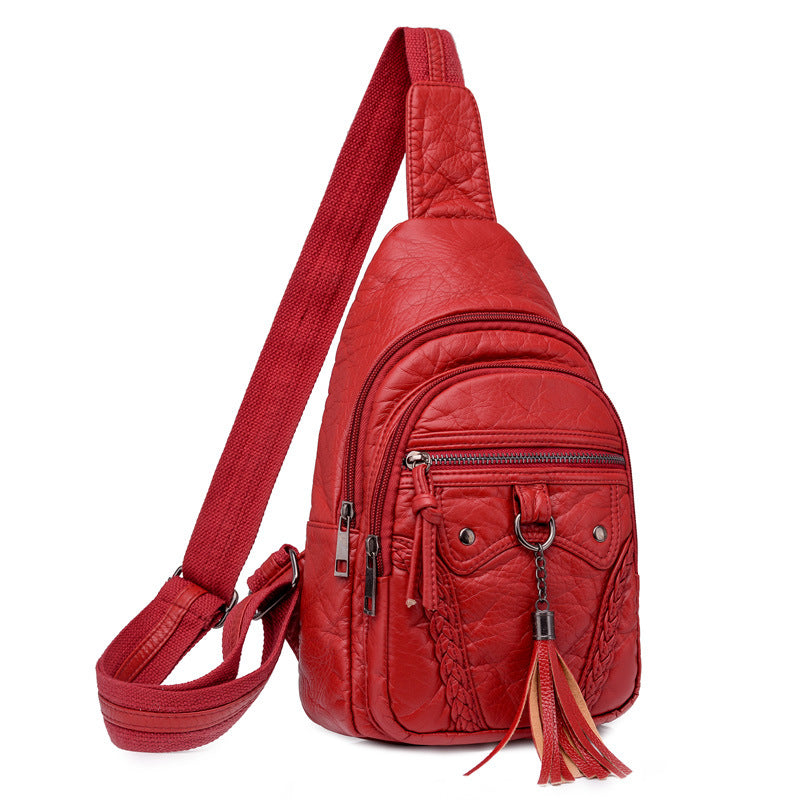 2024 Korean Style Washable Leather Women's Sling Bag