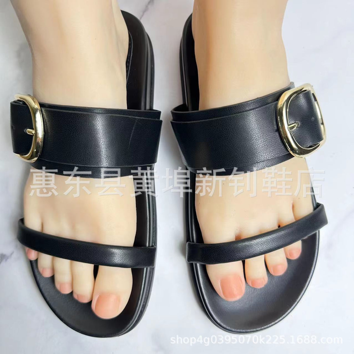 Summer Women’s Open-Toe Flat Sandals with Buckle