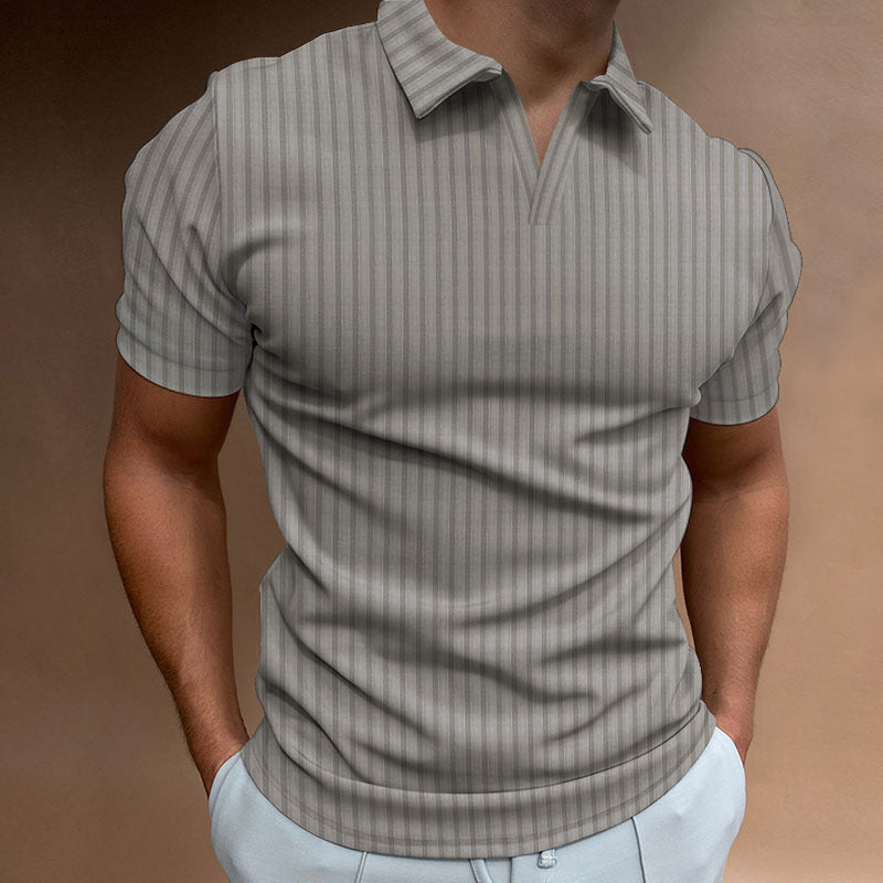 Men's Casual Summer Polo Shirt with Vertical Stripes