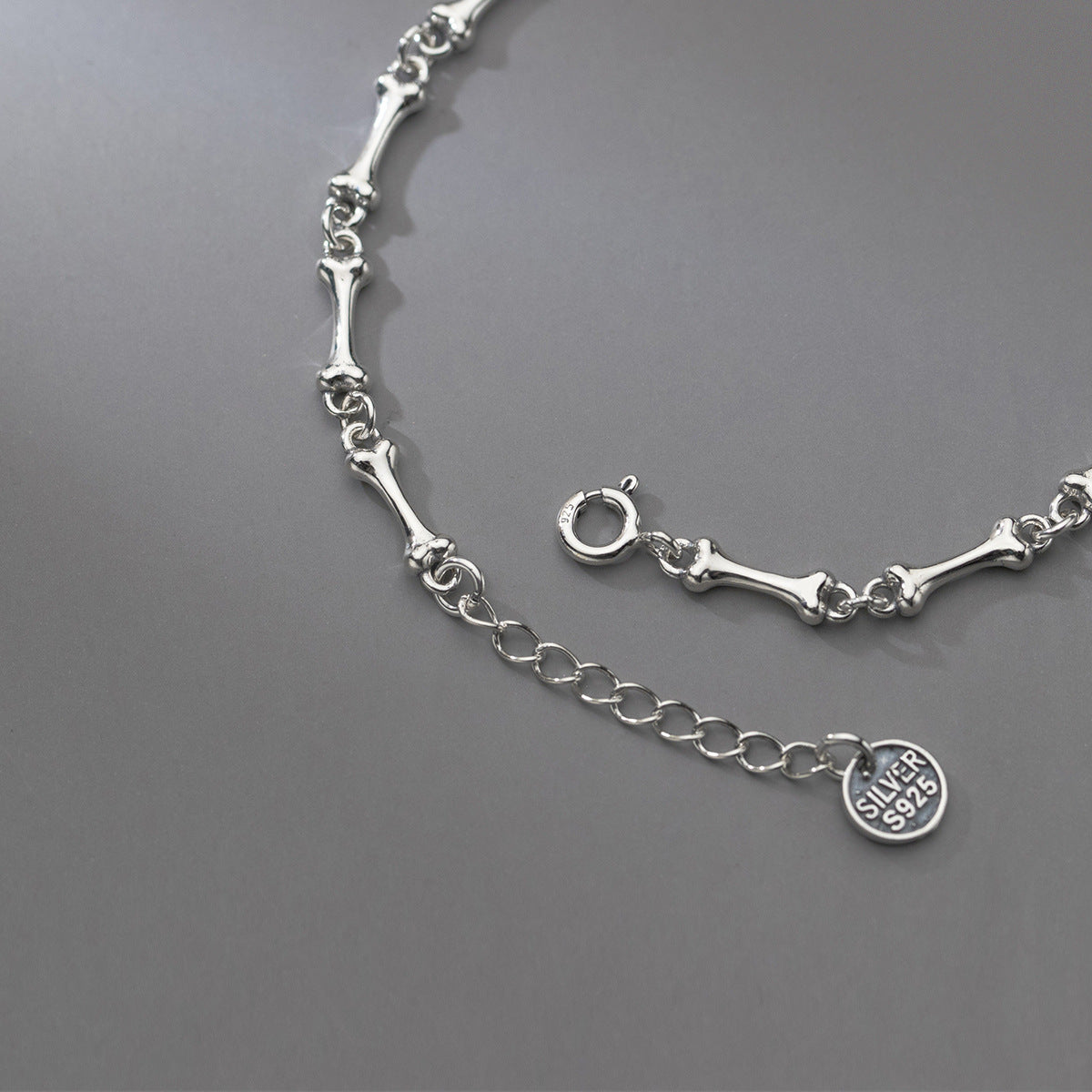 S925 Silver Korean Style Skull Bracelet for Women