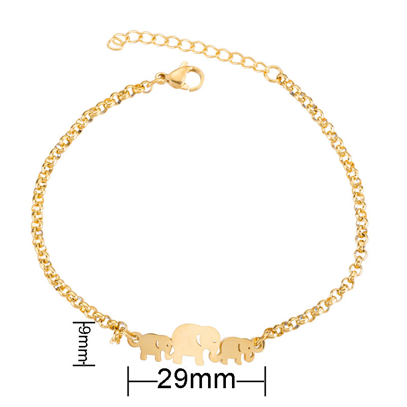 Stainless Steel Elephant Bracelet for Women, Simple Design