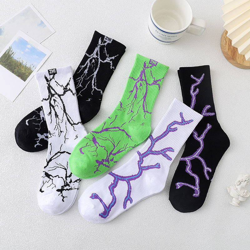 Korean Harajuku Hip-Hop Style Lightning Skateboard Socks