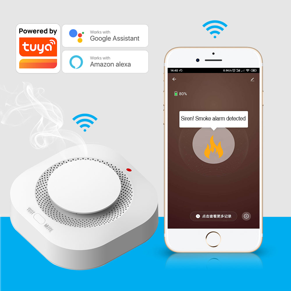 Smart Wifi Fire Smoke Alarm with Remote Notification