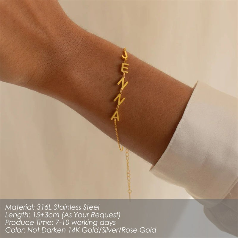 eManco DIY Stainless Steel Letter Bracelet for Couples