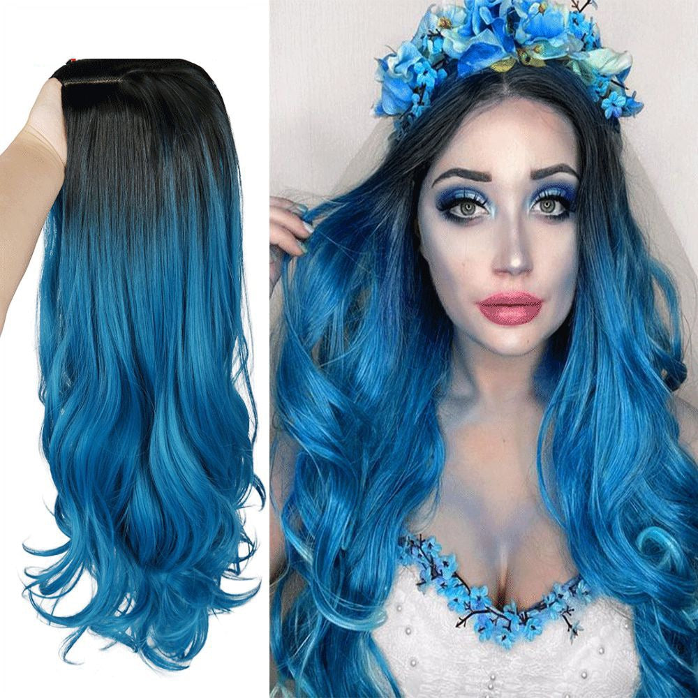 Ombre Pink Long Wavy Wig for Women (Synthetic Fiber)