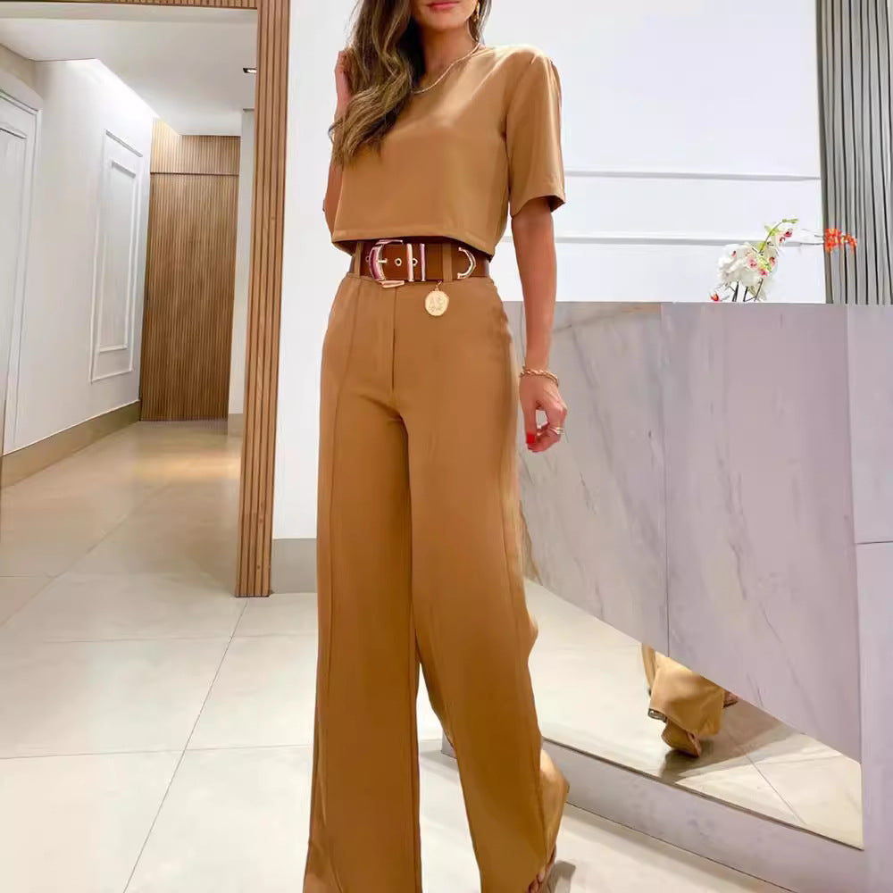 Stylish Summer Commuter Solid Color Suit Set