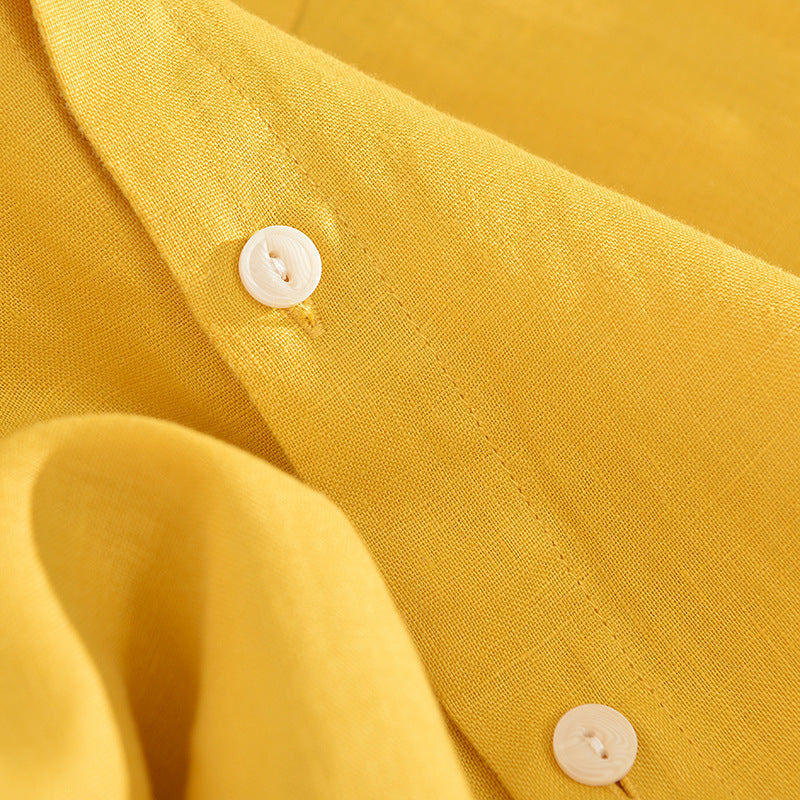 1998 Autumn Men's Loose Linen Pocket Shirt