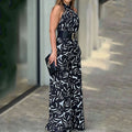 2023 Summer Women's Fashion High Neck Print Jumpsuit