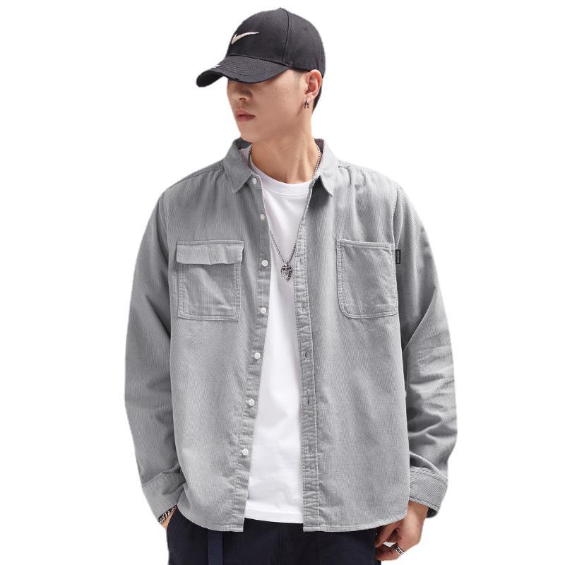 LKTM Men's Corduroy Shirt - Oversized Long Sleeve Top