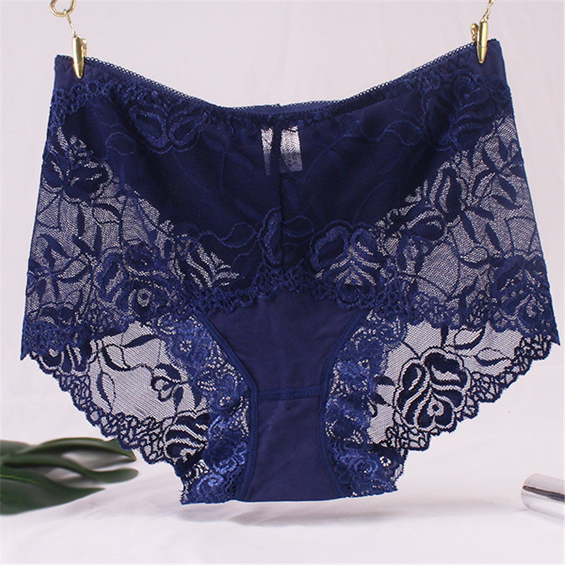 "Mid-High Waist Lace Seamless Hip-Lifting Briefs"